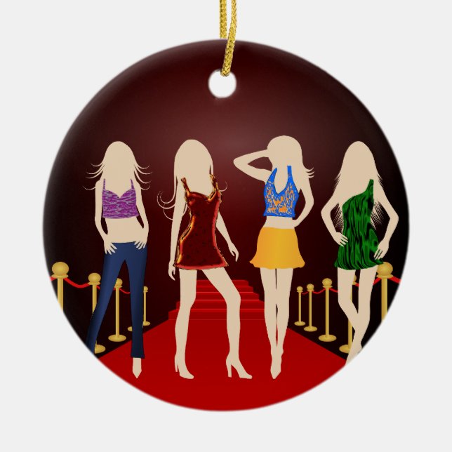 Mode Girls Red Carpet Standard Round Ornament (Framsidan)
