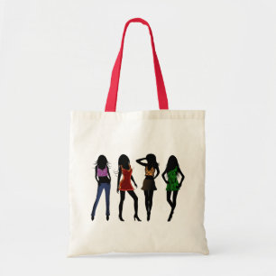 Mode Girls Silhouette Trendig Budget Tote bags Tygkasse