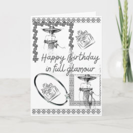 Mode Glam Birthday Card Elegant Black and White Kort