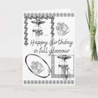 Mode Glam Birthday Card Elegant Black and White Kort
