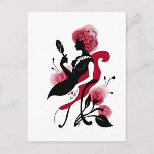 Mode glamour vacker grafisk illustration vykort