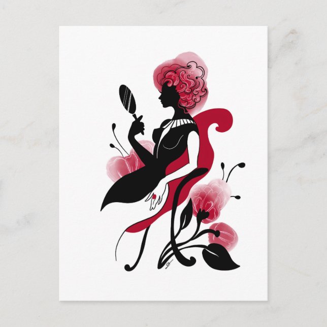 Mode glamour vacker grafisk illustration vykort (Framsida)