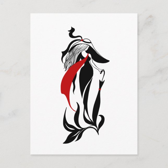 Mode glamour vacker grafisk illustration vykort (Framsida)