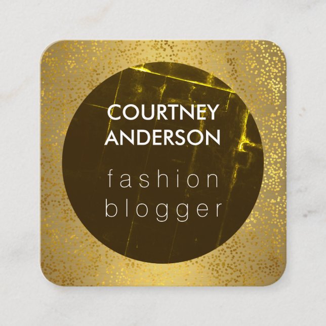 Mode Grunge Luxe Guld Specks Fyrkantigt Visitkort (Framsida)