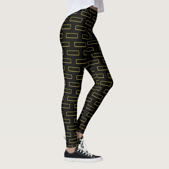 Mode Gult Rektangel Mönster Leggings (Höger)
