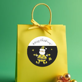 Mode Gult Tartan Santa With Purse Runt Klistermärke