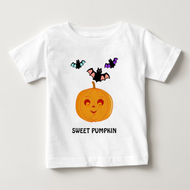 Mode Halloween Fladdermus & Pumpkin T Shirt (Framsida)