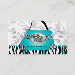 Mode handbag Krona Purse Blue Zebra Blommigt 2 Visitkort