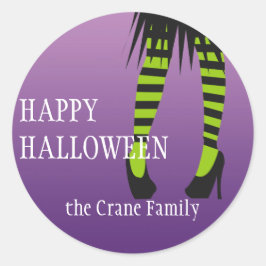 Mode häxkostumma rand ben Halloween-etikett Runt Klistermärke