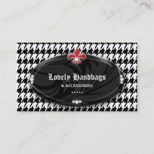 Mode Houndstooth Fleur de lis Smycken svart R Visitkort