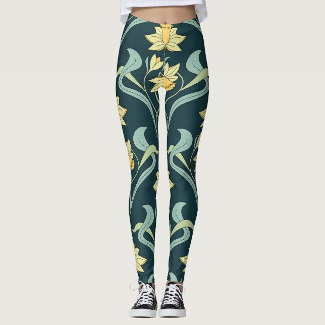 Mode Hundar: Cute Outfit Mönster Leggings (Framsida)