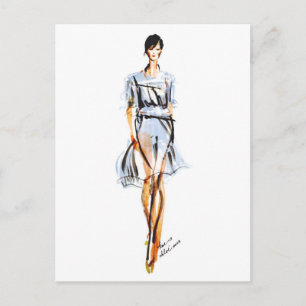 Mode Illustration   Chloe Pastel Chiffon Dress Vykort