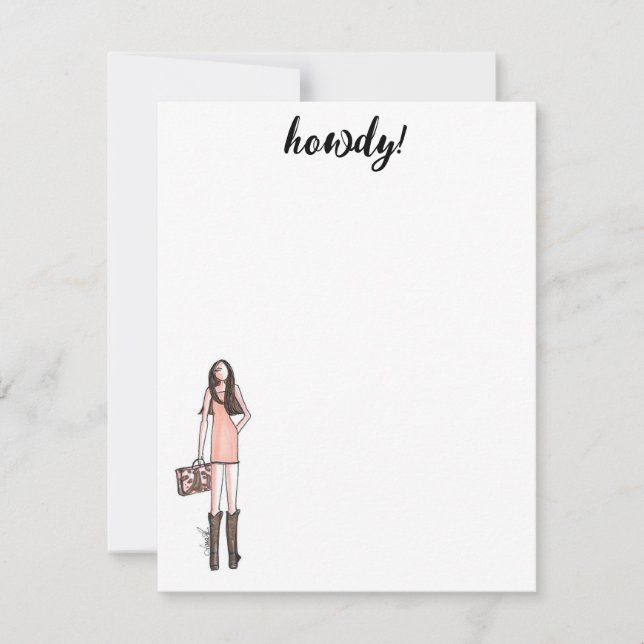 Mode illustration cowgirl-kort anteckningskort (Framsida)