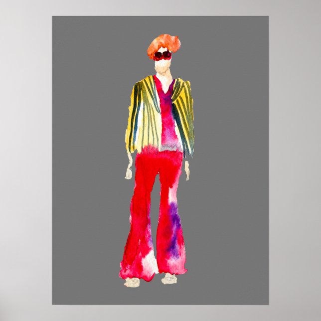 Mode illustration figurer art vattenfärg poster (Framsidan)