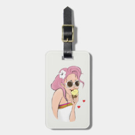 Mode Illustration Girl Summer Helgdag Beach Sol Bagagebricka