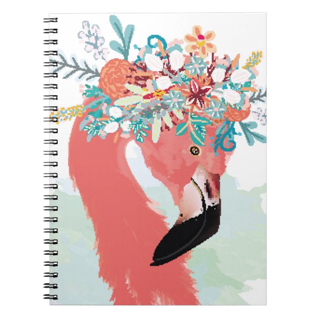 Mode illustration med ritad rosa flamingoflami anteckningsbok (Framsidan)
