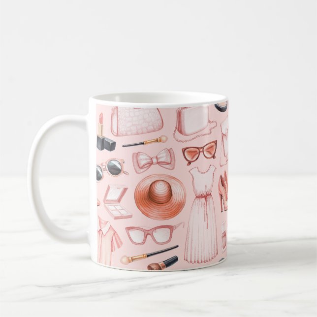 Mode illustrationer. Sömlös mönster Kaffemugg (Vänster)