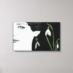 Mode illustrationsflicka i blommigten för pärlöron canvastryck