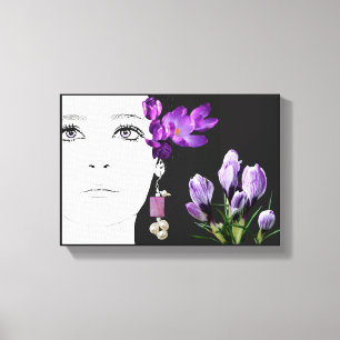 Mode illustrerar blommigtens lila-kroksaft gigligt canvastryck