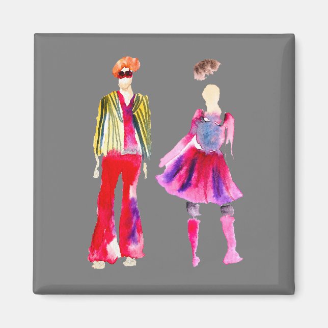 Mode illustrerar vattenfärgsboho magnet (Framsidan)