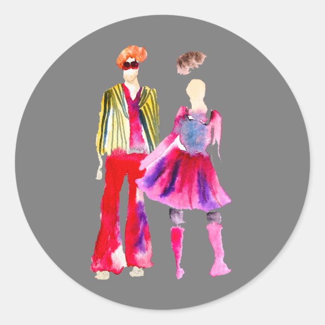 Mode illustrerar vattenfärgsboho runt klistermärke (Framsida)