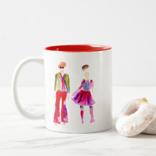 Mode illustrerar vattenfärgsboho Två-Tonad mugg