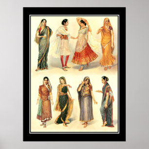 Mode Indien Sari Vintage Affisch