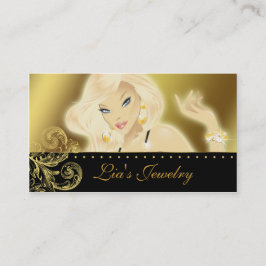 Mode Jewelry Söt Blonde Woman Guld Visitkort