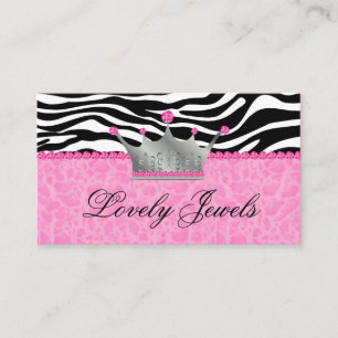 Mode judlar i Krona leopard Zebra Snöre Rosa Visitkort