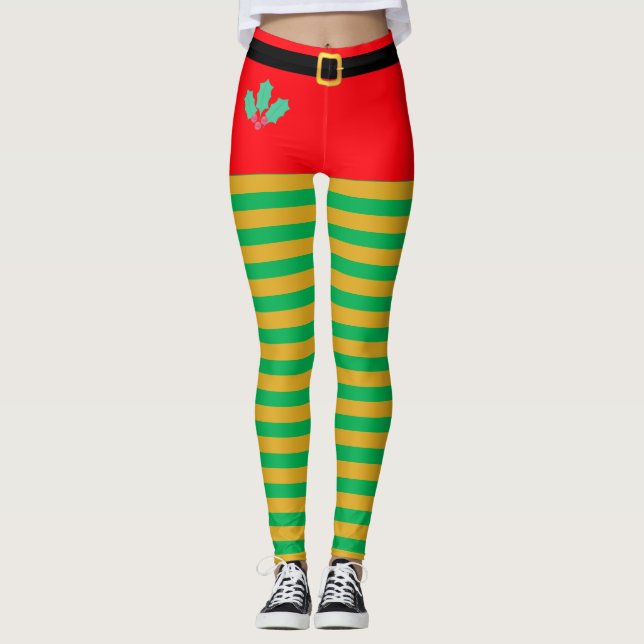 Mode jul tomte randiga leggings (Framsida)