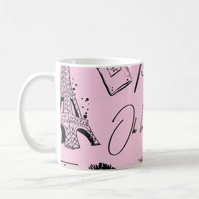 Mode, kalligrafi, Eiffel Torn, läppar Kaffemugg (Vänster)