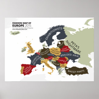 Mode Karta i Europa Poster