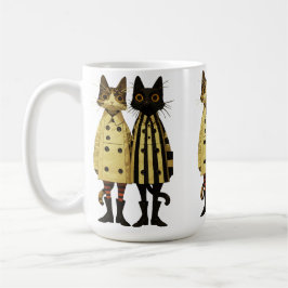 Mode Kattungar – Excentrisk katt i kappor och stöv Kaffemugg
