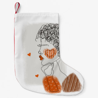 Mode Kvinna: Graphic Black Linjer Liten Julstrumpa