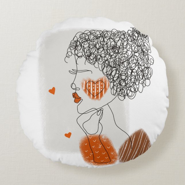 Mode Kvinna: Graphic Black Linjer Rund Kudde (Framsidan)