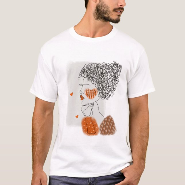 Mode Kvinna: Graphic Black Linjer T Shirt (Framsida)