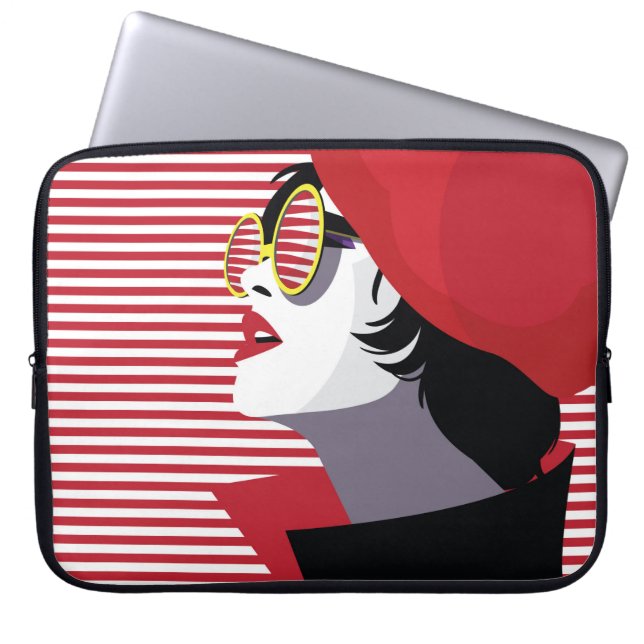 Mode kvinna i stil popkonst. laptop fodral (Framsidan)