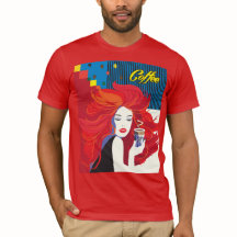 Mode kvinna med kaffe kopp T-Shirt