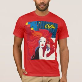 Mode kvinna med kaffe kopp T-Shirt