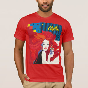 Mode kvinna med kaffe kopp T-Shirt
