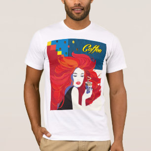 Mode kvinna med kaffe kopp T-Shirt
