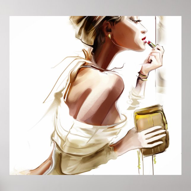 Mode Kvinna: Snyggt Contemporary Porträtt. Poster (Framsidan)