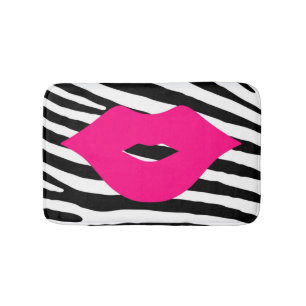 Mode läppar kyss rosa girly zebra glamor badrumsmatta