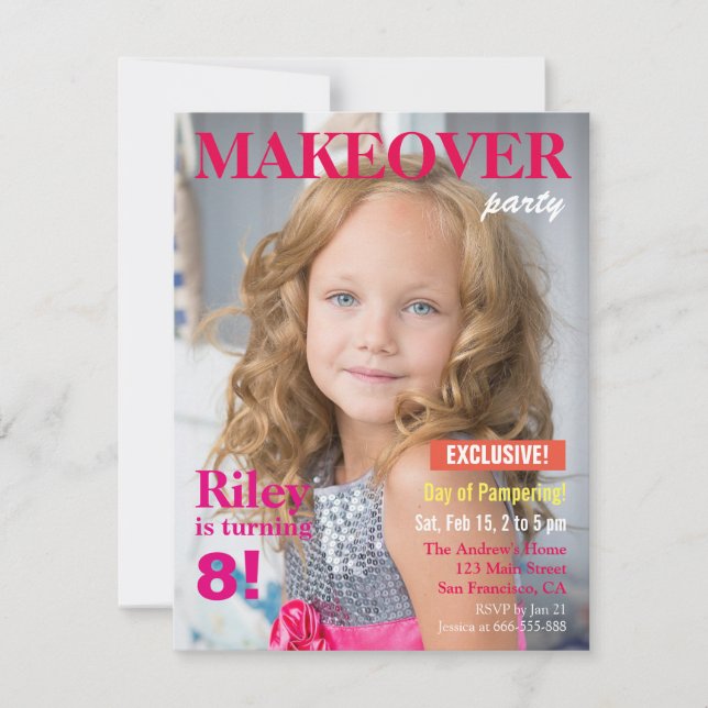 Mode Magasin Makeover Flicka Födelsedagsfest Inbjudningar (Framsida)