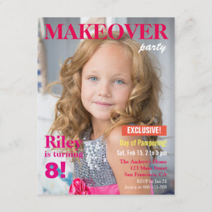 Mode Magasin Makeover Flicka Födelsedagsfest Inbjudningar