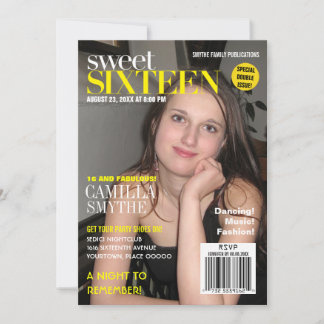 Mode Magazine Höger Cover Sweet sixteen Party Inbjudningar