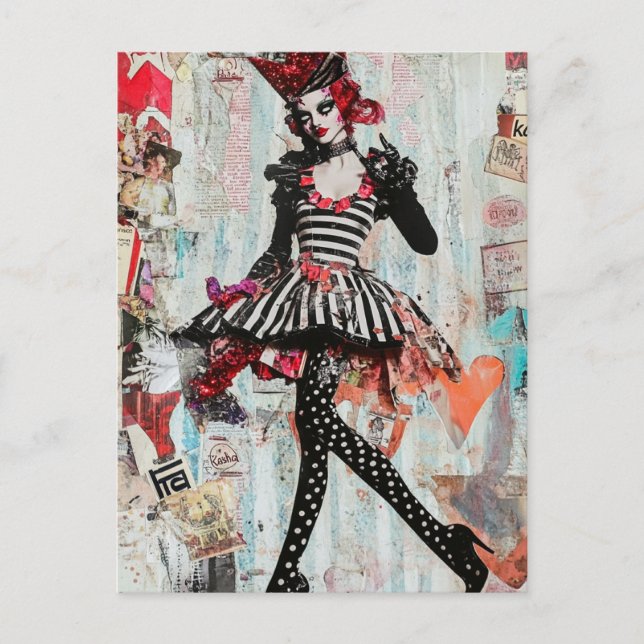 Mode Mixed Media Collage Vykort (Framsida)