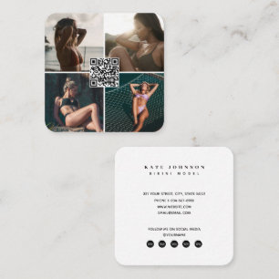 Mode-modellfoton QR-Social-medieikoner för QR-kod Fyrkantigt Visitkort