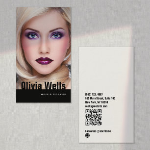 Mode-modellfotosvart QR-kod Visitkort