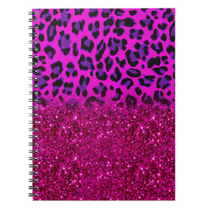 Mode Modern Rosa Lila Glitter Leopard Anteckningsbok
